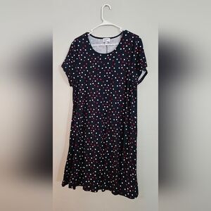 Liberty Black Mini Dress with Red and White Polka Dots
